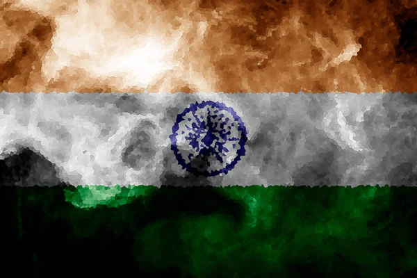 Indiens Nationella Flagga Från Tjock Färgad Rök Svart Isolerade Bakgrund — Stockfoto