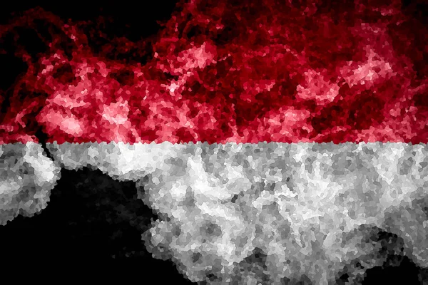 Indonesiens Nationale Flag Fra Tyk Farvet Røg Sort Isoleret Baggrund - Stock-foto