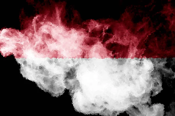 Indonesias Flagg Fra Tykk Farget Røyk Svart Isolert Bakgrunn – stockfoto
