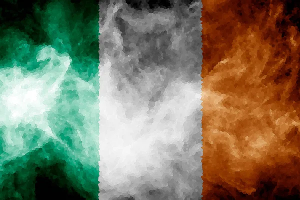 厚いからアイルランドの国旗色分離黒地に煙 — ストック写真