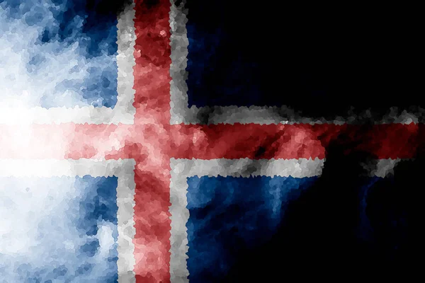 Bandera Nacional Islandia Humo Color Grueso Sobre Fondo Negro Aislado — Foto de Stock