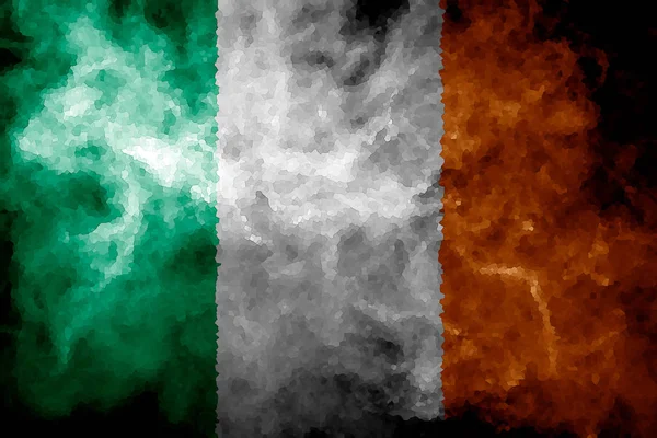 Bandiera Nazionale Irlanda Dal Fumo Spesso Colorato Uno Sfondo Nero — Foto Stock