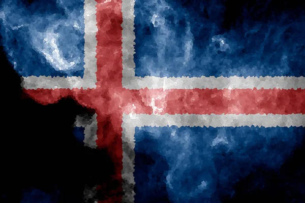 Flaga Narodowa Islandii Grubości Kolorowy Dym Czarnym Tle Białym Tle — Zdjęcie stockowe