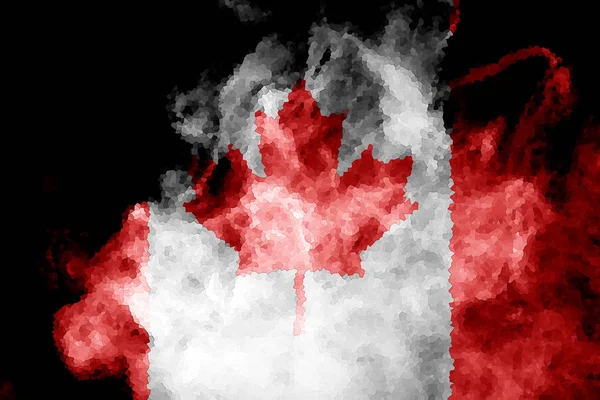 Εθνική Σημαία Του Καναδά Από Χοντρό Χρωματιστό Καπνού Πάνω Μαύρο — Φωτογραφία Αρχείου