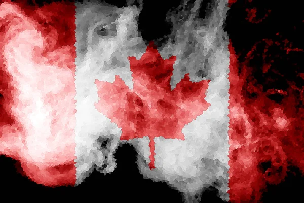 Bandera Nacional Canadá Humo Color Grueso Sobre Fondo Negro Aislado —  Fotos de Stock