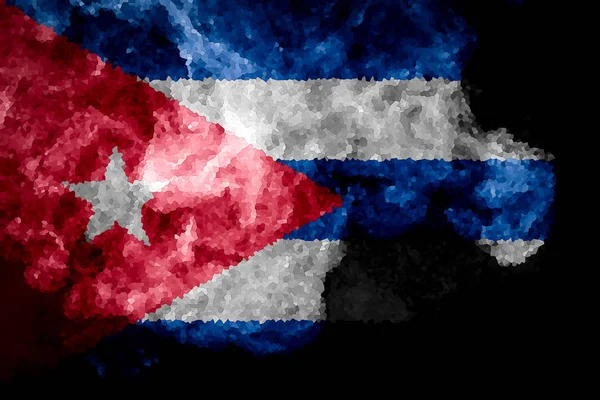 Nationale Vlag Van Cuba Uit Dikke Gekleurde Rook Een Zwarte — Stockfoto