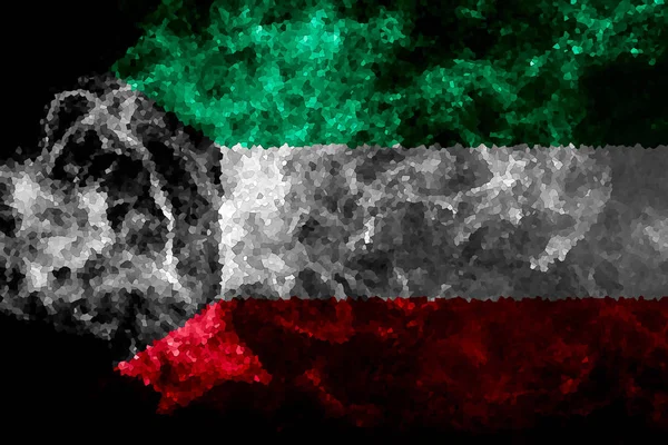 Bandeira Nacional Kuwait Fumaça Colorida Grossa Fundo Isolado Preto — Fotografia de Stock