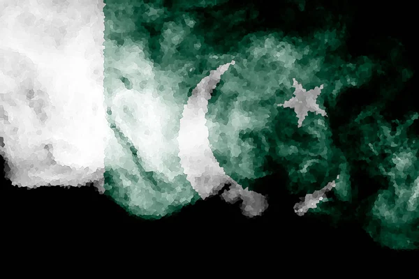 Pakistans Nationella Flagga Från Tjock Färgad Rök Svart Isolerade Bakgrund — Stockfoto