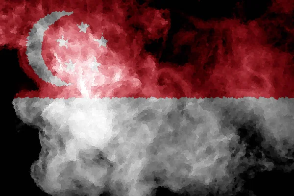 Bandera Nacional Singapur Humo Color Grueso Sobre Fondo Negro Aislado —  Fotos de Stock