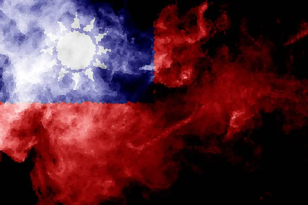 Flagga Taiwan Från Tjock Färgad Rök Svart Isolerade Bakgrund — Stockfoto