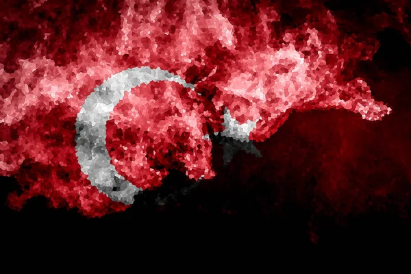 Εθνική Σημαία Της Τουρκίας Από Χοντρό Χρωματιστό Καπνού Πάνω Μαύρο — Φωτογραφία Αρχείου
