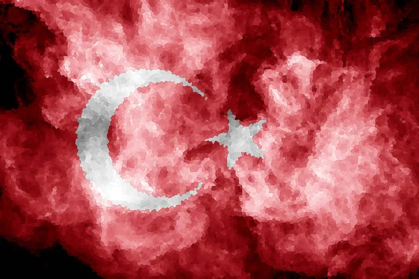 Государственный Флаг Турции Густого Цветного Дыма Черном Изолированном Фоне — стоковое фото