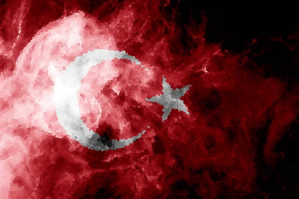 土耳其国旗从厚颜色的烟雾在黑色孤立的背景 — 图库照片