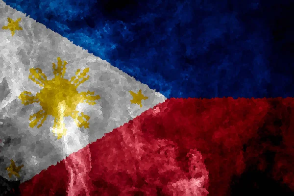 Bandeira Nacional Das Filipinas Fumaça Colorida Grossa Fundo Isolado Preto — Fotografia de Stock