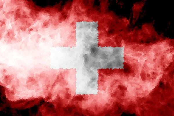 Bandera Nacional Suiza Humo Color Grueso Sobre Fondo Negro Aislado — Foto de Stock