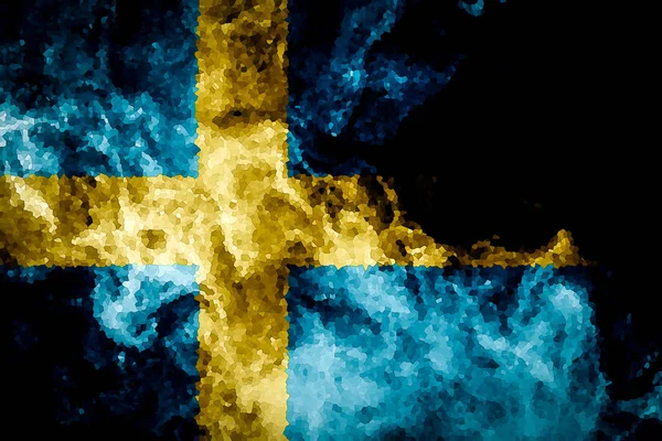 Flagga Sverige Från Tjock Färgad Rök Svart Isolerade Bakgrund — Stockfoto
