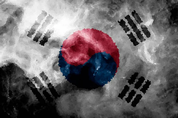 National Flag South Korea Thick Colored Smoke Black Isolated Background — Stock Photo, Image