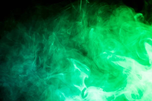 Dense Green Smoke Black Isolated Background Background Smoke Vape — Stock Photo, Image