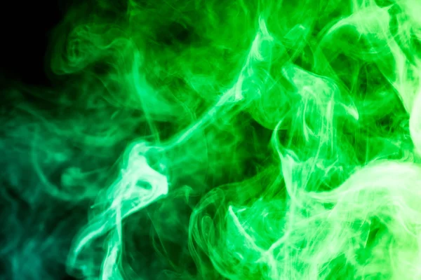 Thick Green Smoke Black Isolated Background Background Smoke Vap — Stock Photo, Image