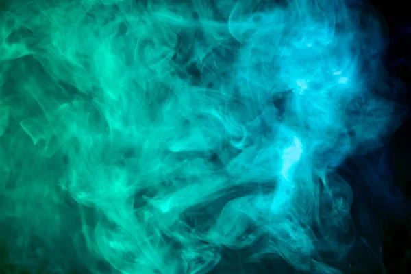 Thick Colorful Blue Smoke Black Isolated Background Background Smoke Vap — Stock Photo, Image