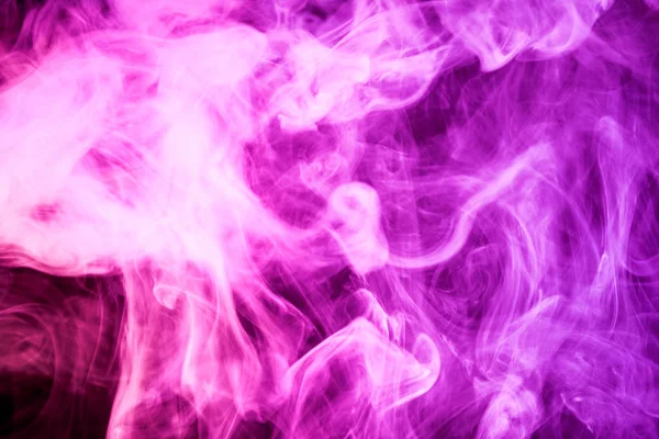 Vastag Színes Rózsaszín Füst Elszigetelt Fekete Háttéren Háttérben Füst Vap — Stock Fotó