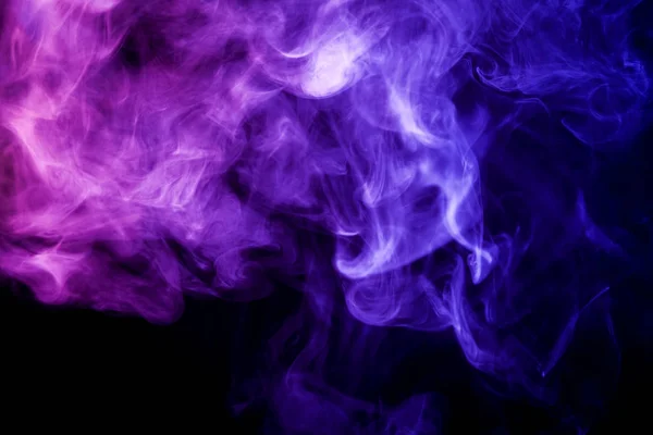 Humo Púrpura Denso Multicolor Sobre Fondo Negro Aislado Antecedentes Humo — Foto de Stock