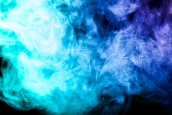 Thick Colorful Blue Smoke Black Isolated Background Background Smoke Vap — Stock Photo, Image