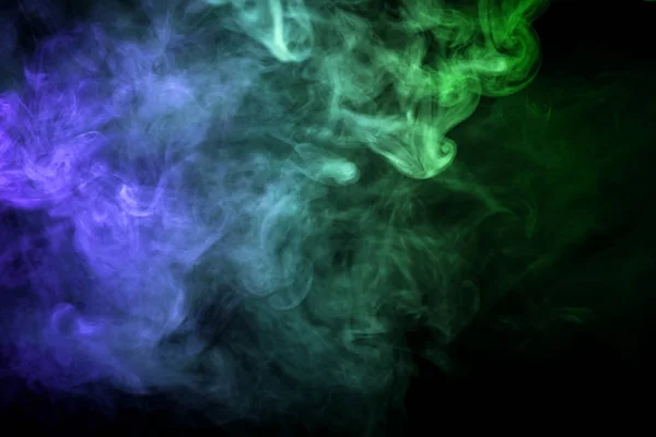 Gruby Zielony Niebieski Dym Czarno Białym Tle Tło Dymu Vap — Zdjęcie stockowe