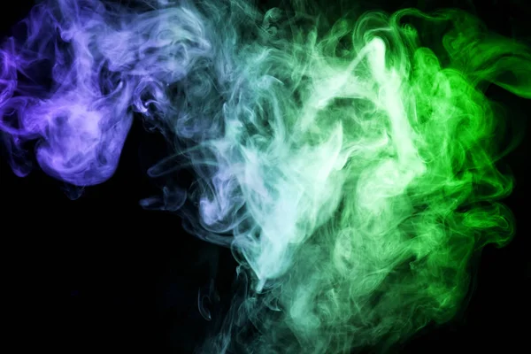 Humo Verde Grueso Azul Sobre Fondo Negro Aislado Antecedentes Del —  Fotos de Stock