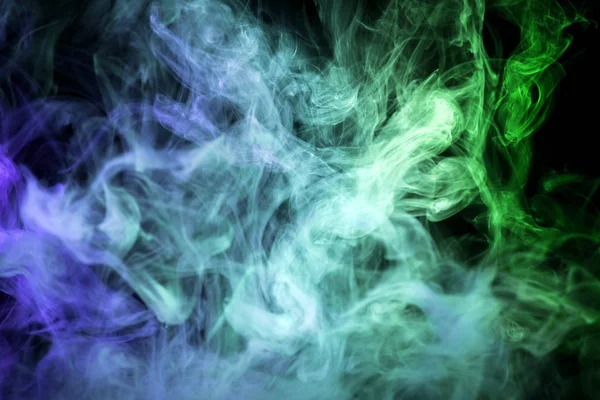 Cloud Modré Izolované Zelený Kouř Černém Pozadí Pozadí Kouře Vap — Stock fotografie