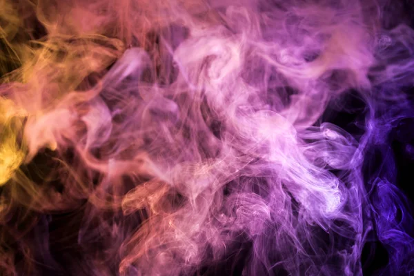 Rózsaszín Lila Kék Narancssárga Felhő Füst Fekete Elszigetelt Háttere — Stock Fotó