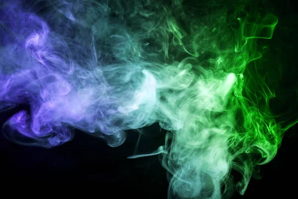 Nuvem Verde Azul Fumaça Preto Isolado Backgroun — Fotografia de Stock