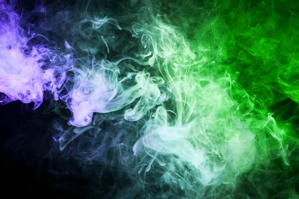Barevné Zelené Modré Kouř Černém Pozadí Izolované Pozadí Kouře Vap — Stock fotografie
