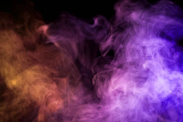 Fumo Rosa Laranja Azul Sobre Fundo Preto — Fotografia de Stock