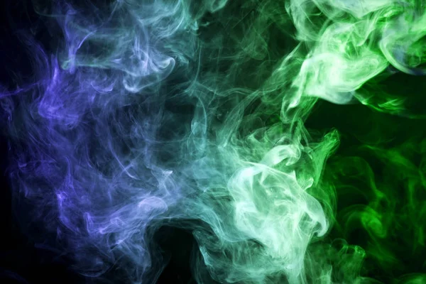 Humo Verde Azul Sobre Fondo Negro — Foto de Stock