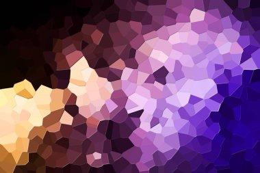 Renkli soyut geometrik kompozisyon, geometrik desen mavi, turuncu ve çeşitli çokgenler ve siyah Kağıt arka plan üzerinde üçgen mor