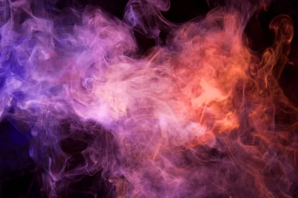 Vastag Kék Rózsaszín Narancssárga Füst Elszigetelt Fekete Háttéren Háttérben Füst — Stock Fotó