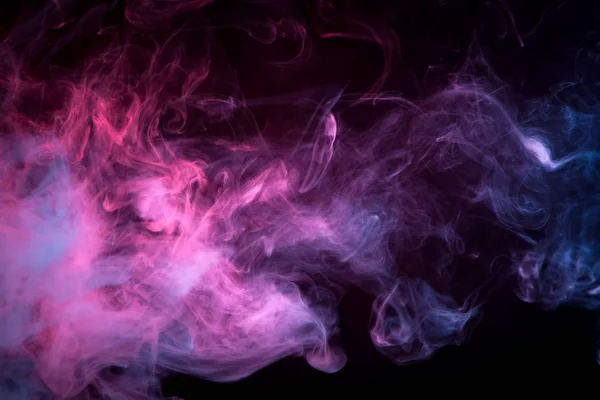 Humo Color Rosa Azul Sobre Fondo Negro Aislado Antecedentes Del — Foto de Stock