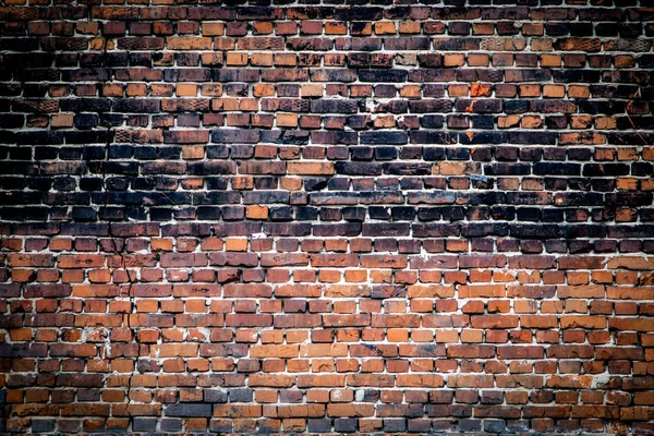 Красный Кирпич Старая Стена Почерневшими Кирпичами Текстура Гранж Фон — стоковое фото