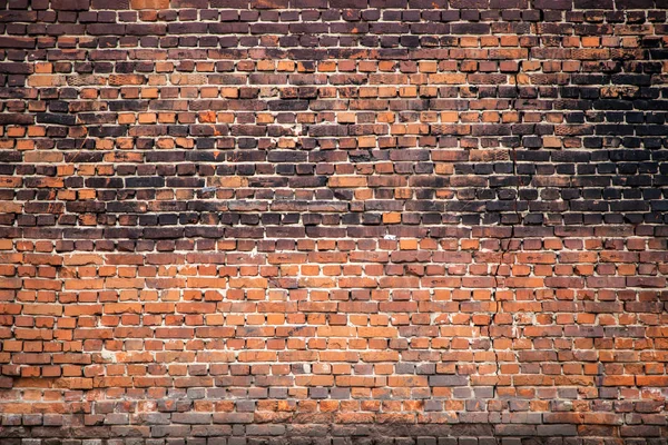 Röd Gammal Tegelvägg Med Sotad Tegelstenar Textur Grunge Bakgrund — Stockfoto