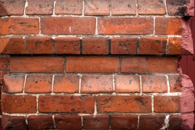 Farklı renk, doku grunge arka plan çizgili kırmızı tuğla duvar