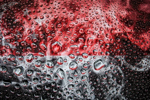 Bir damla su Singapur Ulusal bayrak izole bir arka plan üzerinde çerçevede bir close-up