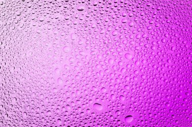 Yakın yukarı bir su damlaları beyaz ve pembe degrade arka plan ile kaplı, damla su - yoğunlaşma.