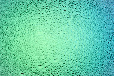 Yakın up bir su damlaları beyaz ve mavi degrade arka plan ile kaplı, damla su - yoğunlaşma.