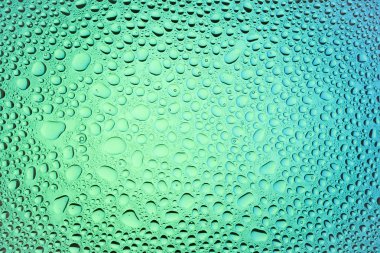 Yakın up bir su damlaları beyaz ve mavi degrade arka plan ile kaplı, damla su - yoğunlaşma.