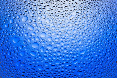 Yakın up bir su damlaları beyaz ve mavi degrade arka plan ile kaplı, damla su - yoğunlaşma.