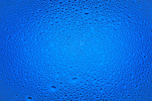 Close Water Drops Blue Gradient Background Covered Drops Water Condensation — Stock Photo, Image
