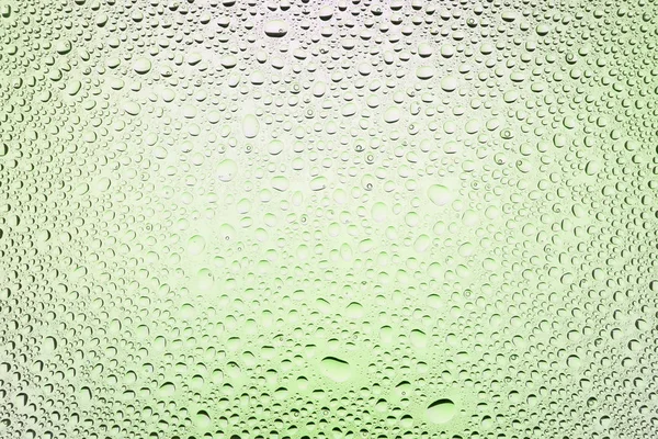 Close Uma Gota Água Sobre Fundo Gradiente Branco Verde Coberto — Fotografia de Stock