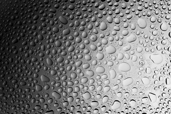 Yakın yukarı bir su damlası bir siyah ve beyaz degrade arka plan ile kaplı, damla su - yoğunlaşma.