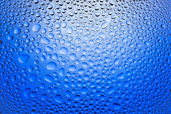 Yakın up bir su damlaları beyaz ve mavi degrade arka plan ile kaplı, damla su - yoğunlaşma.